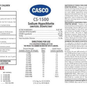 CS-1500 Sodium Hypochlorite 12.5% (QC Supply (CASCO))