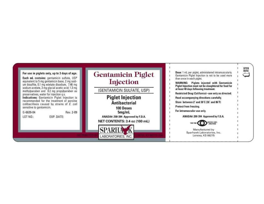 Gentamicin Piglet Injection (Sparhawk Laboratories, Inc.)