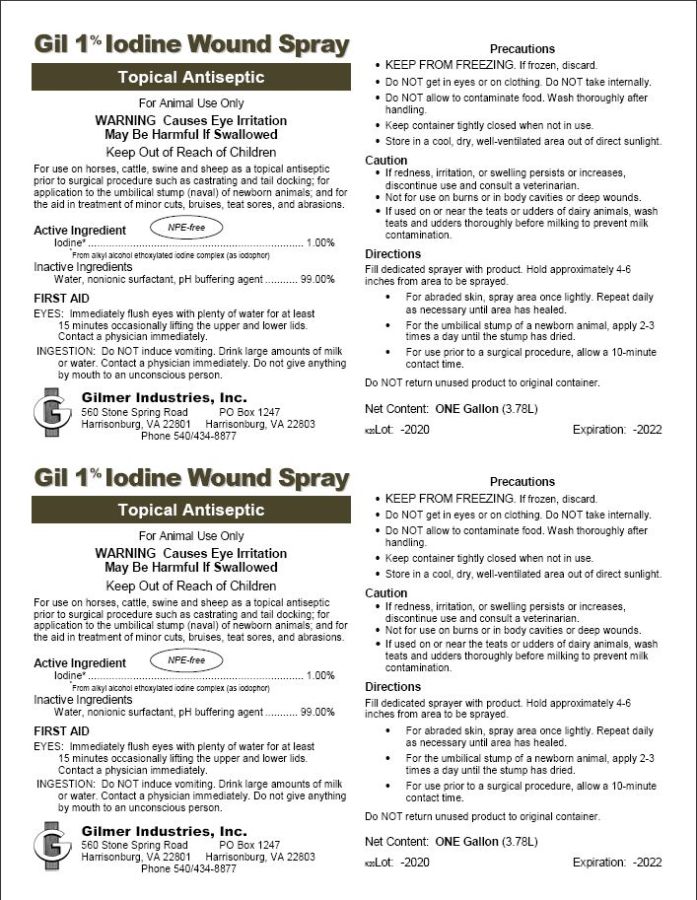 Gil 1% Iodine Wound Spray (Gilmer Industries)