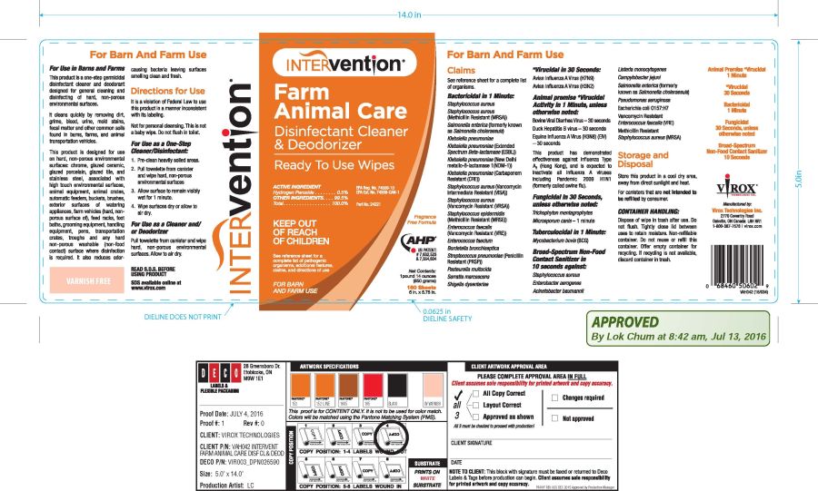 Intervention Farm Animal Care Disinfectant Cleaner & Deodorizer Ready to Use Wipes (Virox Technologies)