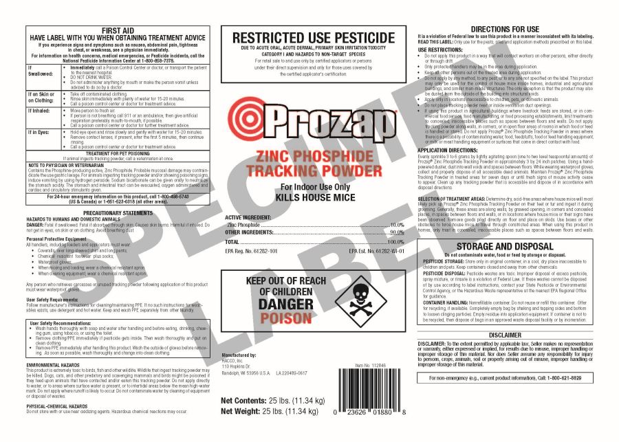 Prozap Zinc Phosphide Tracking Powder (Hacco (Neogen))