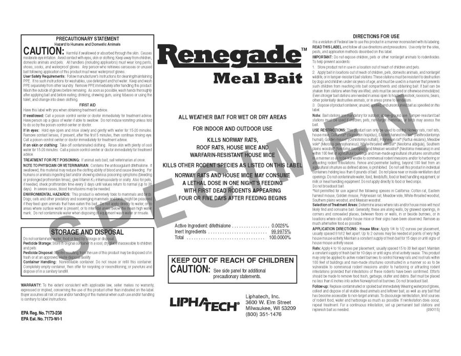 Renegade Meal Bait (Liphatech)