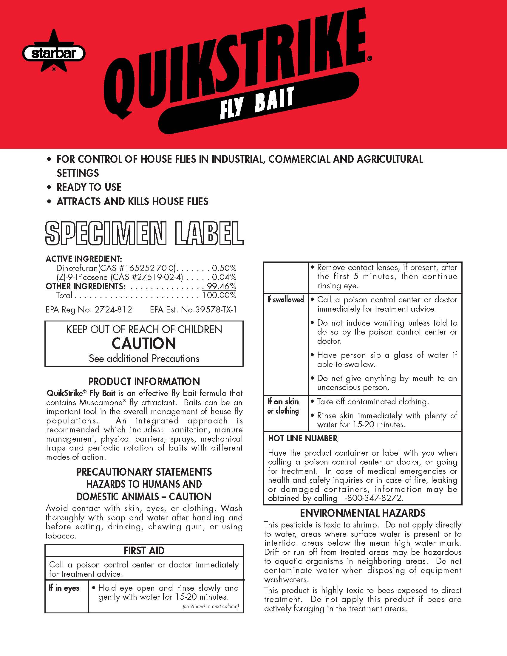 Starbar Quikstrike Fly Bait (Wellmark International)