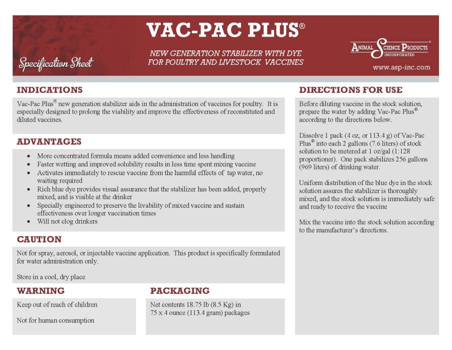 Vac-Pac Plus (Animal Science Products)
