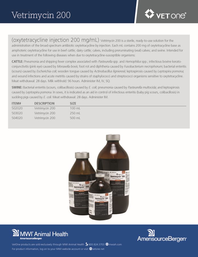 VetOne Vetrimycin 200 (MWI Animal Health)