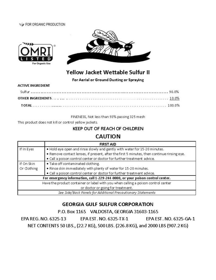 Yellow Jacket Wettable Sulfur II (Georgia Gulf Sulfur Corporation)